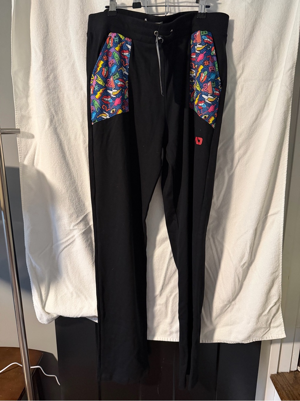 Addicted Brands Black Sweatpants with Multicolor Pocket Panels